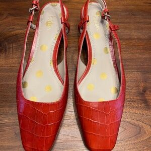 BODEN  Kiera Heeled Slingbacks - Red Croc, Never Worn Size 38
